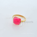 Designer Hot Pink Calcédoine Gemstone Indian Silver Ring pour un jour très spécial Noël